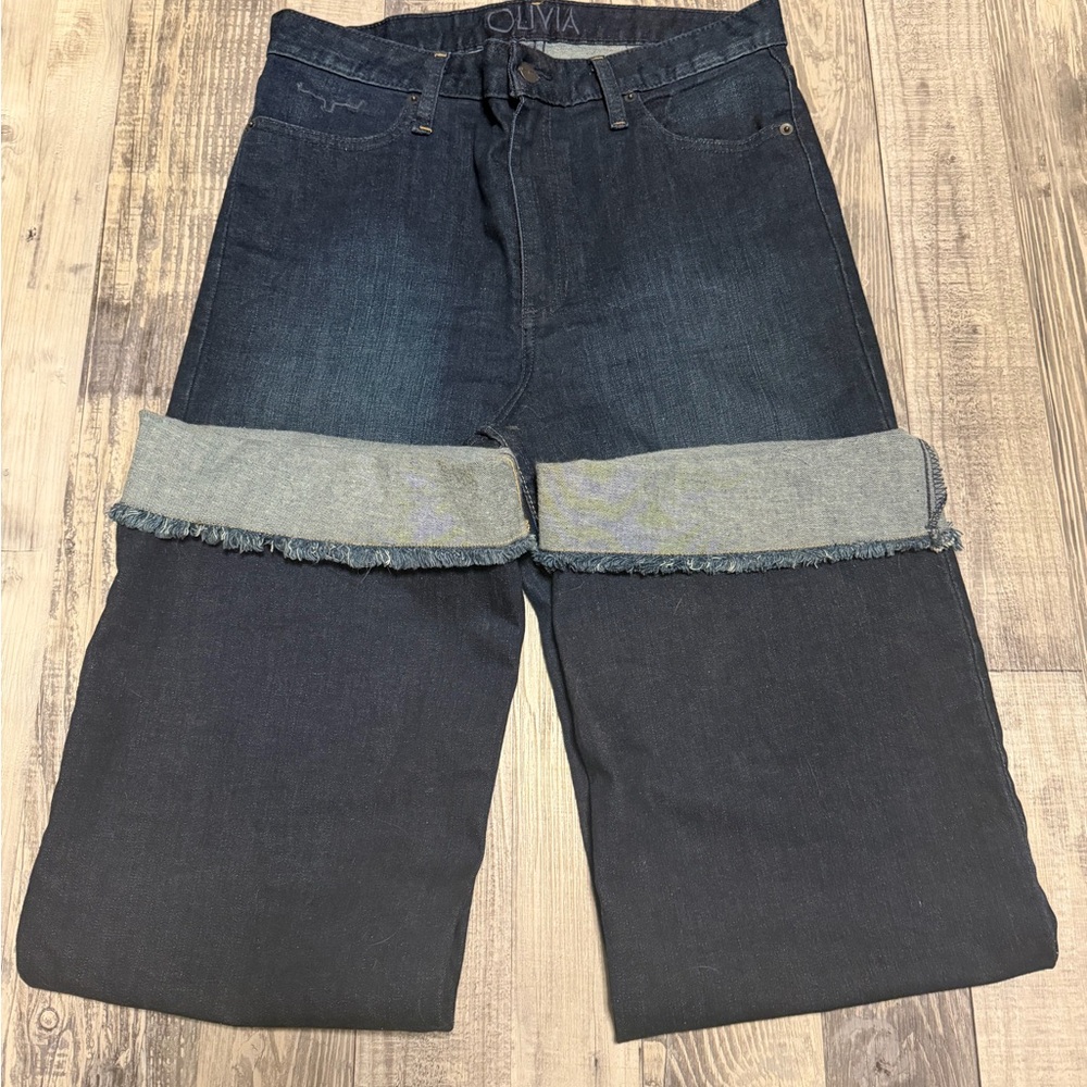 Dark Blue Wide-Leg Jeans